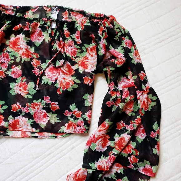 Free Press Long Sleeve Floral Ruffle Blouse XS - Picture 3 of 8
